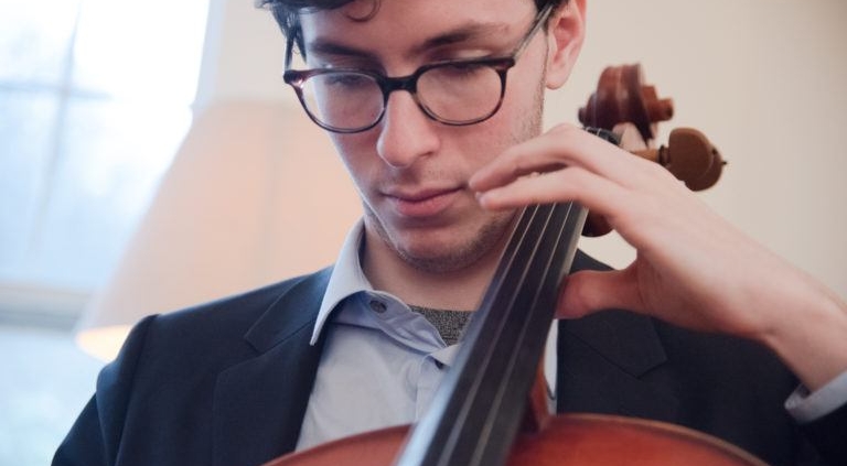 Cellist Noah Krauss rehearses. ADAM ANIK FOR MONTCLAIR LOCAL